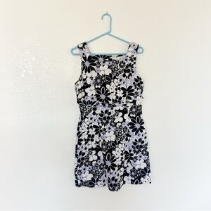 90s Y2k Floral Rampage dELiA*S Dress Black White Purple Square Neck Mini Skirt
